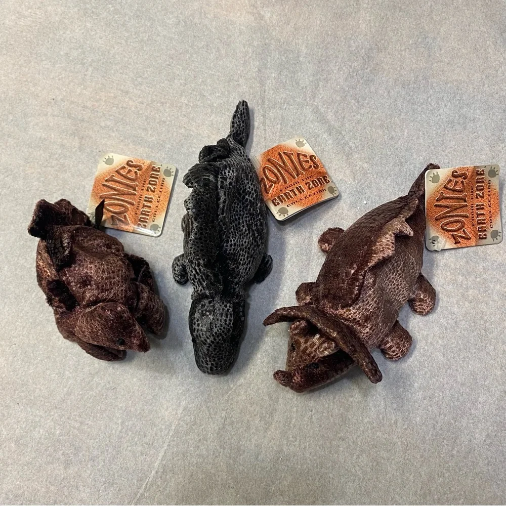 Vintage Zonies Earth Zone Collection Dinosaurs Plush Stego Tyrone Dimi 1996 NWT